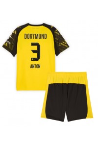 Borussia Dortmund Waldemar Anton #3 Jalkapallovaatteet Lasten Kotipeliasu 2025-26 Lyhythihainen (+ Lyhyet housut)